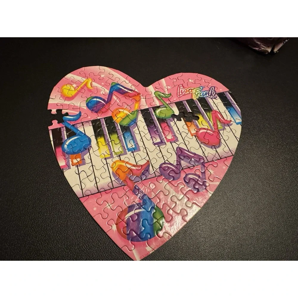 2x Lisa Frank Heart Shaped Puzzle Rose Art 1992 Vintage Piano - Missing Pieces